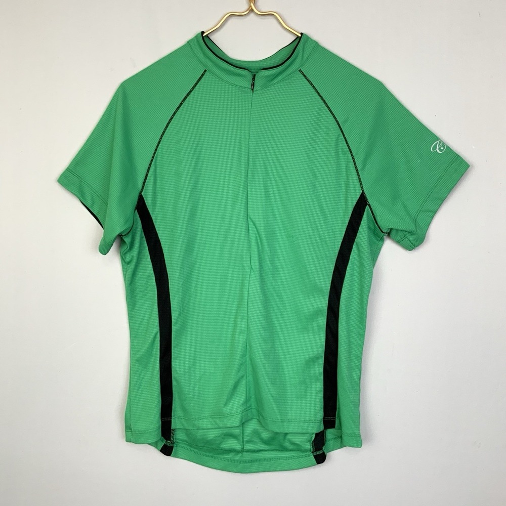Canari Men's Sz XL Green Black Trim Full Zip Cycling Jersey